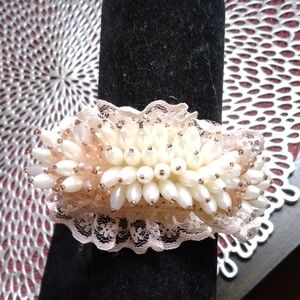 Bracelet, Lace,Pearls, Pink Stones,can use for a ponytail hair deco.